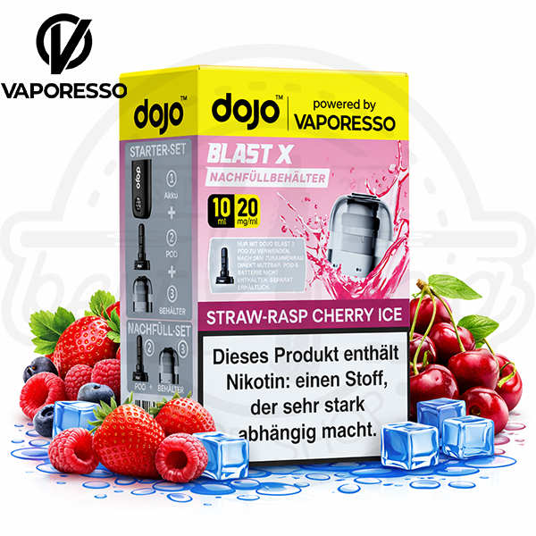 Vaporesso Dojo Blast X Pod Straw-Rasp Cherry Ice 10ml