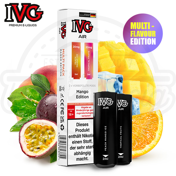 IVG Air Multi Flavour Pods Mango Edition NicSalt 2x 2ml