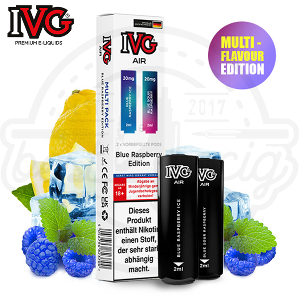 IVG Air Multi Flavour Pods Blue Raspberry Edition NicSalt 2x 2ml